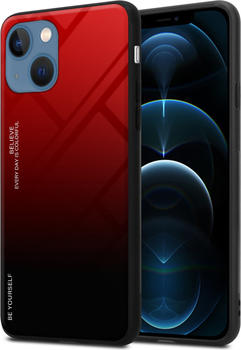 Cadorabo TPU 2 Farben Glas Hülle (iPhone 13 mini) Rot Schwarz