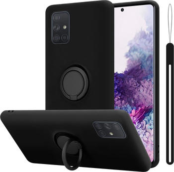 Cadorabo TPU Liquid Ring Silicone Case Hülle (Galaxy A71) Schwarz
