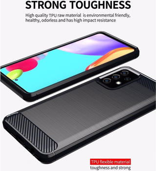 Cadorabo TPU Ultra Slim carbon edelstahl Kombi Cover (Galaxy A52 5G) Schwarz