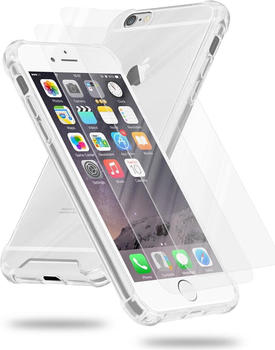 Cadorabo Hybrid Acryl Hülle für Apple iPhone 6 / 6S mit 2 Display Schutzgläser (iPhone 6s iPhone 6) Transparent