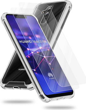 Cadorabo Hybrid Acryl Hülle für Huawei MATE 20 LITE mit 2 Display Schutzgläser (Huawei Mate 20 Lite) Transparent