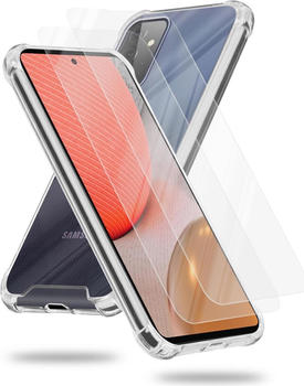 Cadorabo Hybrid Acryl Hülle für Samsung Galaxy A72 4G / 5G mit 2 Display Schutzgläser (Galaxy A72 Galaxy A72 5G) Transparent