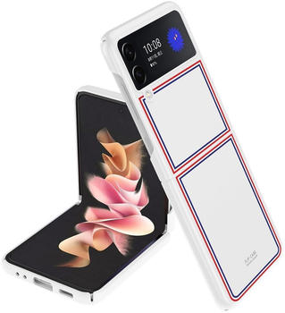 Wigento Für Samsung Galaxy Z Flip4 5G Design Hart Cover Handy Tasche Hülle Etuis Weiß