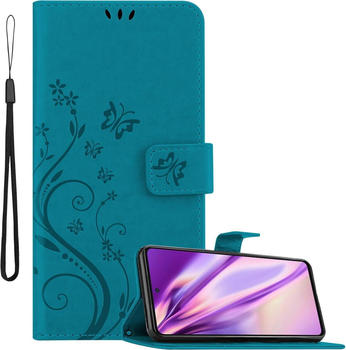 Cadorabo Flower Book Hülle (Galaxy A52 5G Galaxy A52 Galaxy A52s) Blau