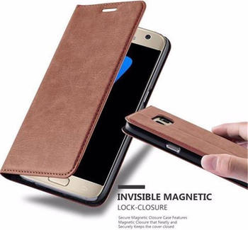 Cadorabo Book Invisible Magnet Cover (Galaxy S7) Braun