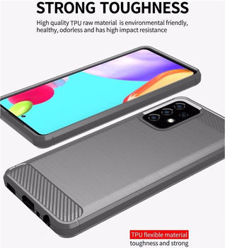 Cadorabo TPU Ultra Slim carbon edelstahl Kombi Cover (Galaxy A72 5G) Grau