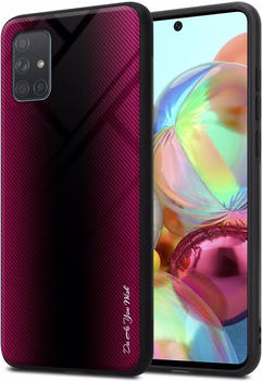 Cadorabo TPU Gestreiftes Glas Cover (Galaxy A71) Pink