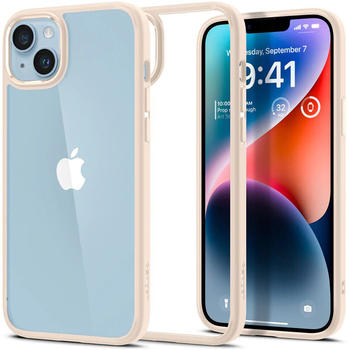 Spigen Schutzh&uuml;lle Ultra Hybrid f&uuml;r iPhone 14 Plus, Transparent mit beigem Rand