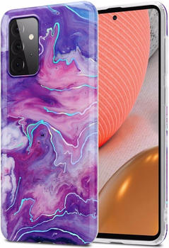 Cadorabo IMD TPU Bunter Marmor Cover (Galaxy A72 5G), Smartphone Hülle, Pink, Violett