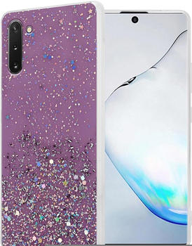 Cadorabo TPU Cover funkelnder Glitter (Galaxy Note 10), Smartphone Hülle, Violett
