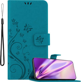 Cadorabo Flower Book Hülle (Galaxy S21 Ultra), Smartphone Hülle, Blau