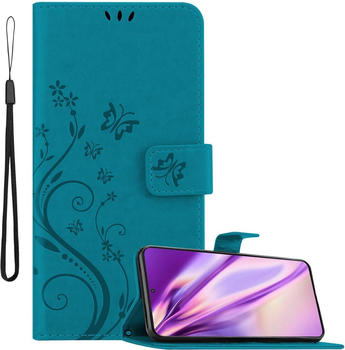 Cadorabo Flower Book Hülle (Galaxy S21+), Smartphone Hülle, Blau