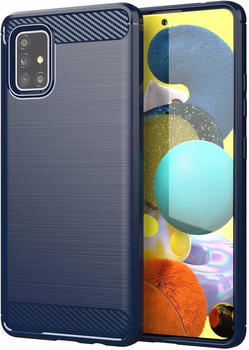 Cadorabo TPU Ultra Slim carbon edelstahl Kombi Cover (Galaxy A51, Galaxy M40), Smartphone Hülle, Blau
