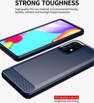 Cadorabo TPU Ultra Slim carbon edelstahl Kombi Cover (Galaxy A72 5G), Smartphone Hülle, Blau