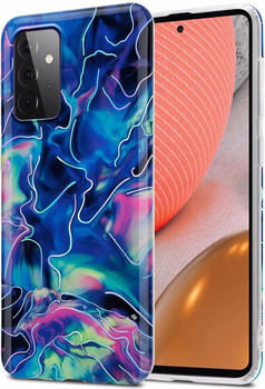 Cadorabo IMD TPU Bunter Marmor Cover (Galaxy A72 5G), Smartphone Hülle, Blau, Pink