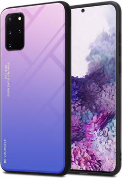 Cadorabo TPU 2 Farben Glas Cover (Galaxy S20+), Smartphone Hülle, Blau, Pink