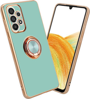 Cadorabo Hülle für Samsung Galaxy A52 (4G / 5G) / A52s im TPU mit Kameraschutz und Ring LM089 Style (Galaxy A52 5G, Galaxy A52, Galaxy A52s), Smartphone Hülle, Türkis
