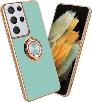 Cadorabo Hülle für Samsung Galaxy S21 ULTRA im TPU mit Kameraschutz und Ring LM089 Style (Galaxy S21 Ultra), Smartphone Hülle, Türkis