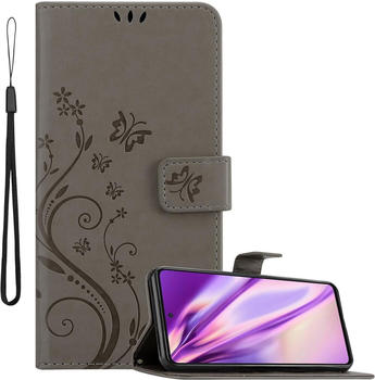 Cadorabo Flower Book Hülle (Galaxy A52 5G, Galaxy A52, Galaxy A52s), Smartphone Hülle, Grau