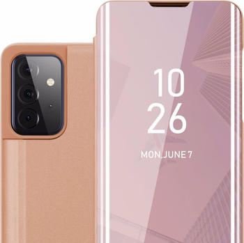 Cadorabo Book Smart View Spiegel Cover (Galaxy A72 5G), Smartphone Hülle, Rosa