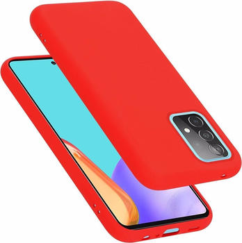 Cadorabo TPU Liquid Silicone Case Cover (Galaxy A52 5G), Smartphone Hülle, Rot