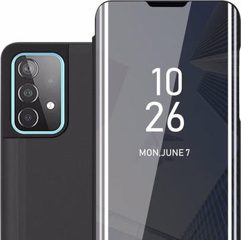 Cadorabo Book Smart View Spiegel Cover (Galaxy A52), Smartphone Hülle, Schwarz