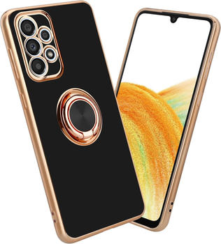 Cadorabo Hülle für Samsung Galaxy A33 5G im TPU mit Kameraschutz und Ring LM089 Style (Galaxy A33 5G), Smartphone Hülle, Schwarz