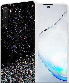 Cadorabo TPU Cover funkelnder Glitter (Galaxy Note 10), Smartphone Hülle, Schwarz