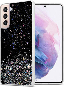 Cadorabo TPU Cover funkelnder Glitter (Galaxy S21+), Smartphone H&uuml;lle, Schwarz