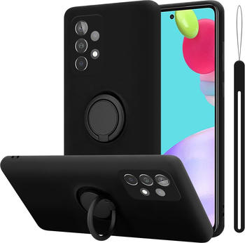 Cadorabo TPU Liquid Ring Silicone Case Hülle (Galaxy A52 5G, Galaxy A52, Galaxy A52s), Smartphone Hülle, Schwarz