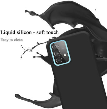 Cadorabo TPU Liquid Silicone Case Cover (Galaxy A52 5G), Smartphone Hülle, Schwarz