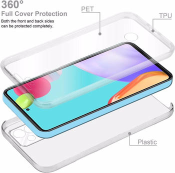 Cadorabo TPU 360 Grad Case Cover (Galaxy A52), Smartphone Hülle, Transparent