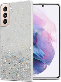 Cadorabo TPU Cover funkelnder Glitter (Galaxy S21+), Smartphone Hülle, Transparent