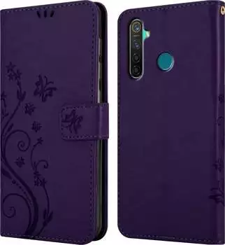 Cadorabo Flower Book Hülle für Realme 5 PRO / Realme Q (Realme 5 Pro) Violett