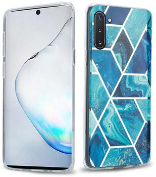 Cadorabo IMD TPU Bunter Marmor Cover (Galaxy Note 10) Blau