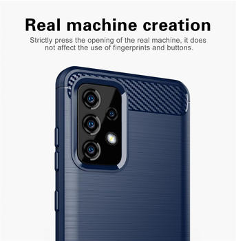 Cadorabo TPU Ultra Slim carbon edelstahl Kombi Cover (Galaxy A52 5G) Blau