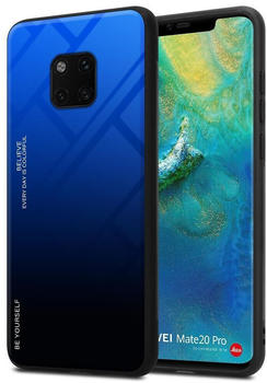Cadorabo TPU 2 Farben Glas Cover (Huawei Mate 20 Pro) Blau Schwarz