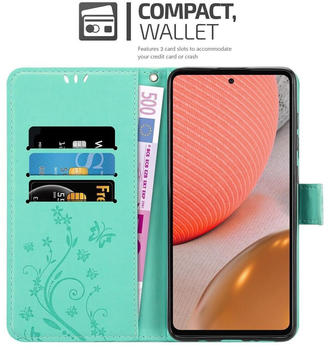 Cadorabo Flower Book Hülle (Galaxy A72 Galaxy A72 5G) Türkis