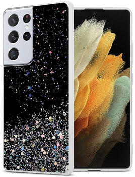 Cadorabo TPU Cover funkelnder Glitter (Galaxy S21 Ultra) Schwarz