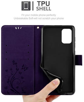Cadorabo Hülle für Samsung Galaxy A51 4G / M40s Schutz Hülle in Lila Schutzhülle Handy Hülle Etui Case Blumen Flower