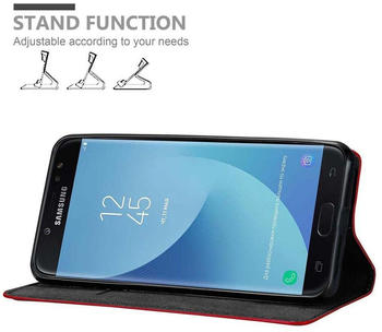 Cadorabo Hülle für Samsung Galaxy J7 2018 Schutz Hülle in Rot Handyhülle Etui Case Cover Magnetverschluss