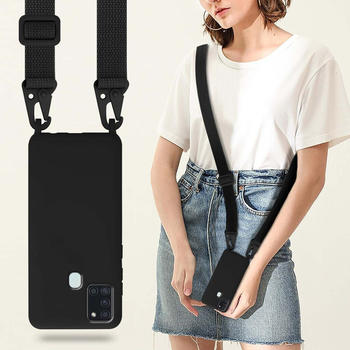 Cadorabo TPU Cover Handy Kette Liquid (Galaxy A21s) Schwarz