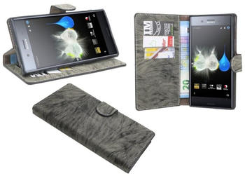 COFI1453 Sony Xperia XZ Premium Handyhülle Tasche Flip Case Anthrazit