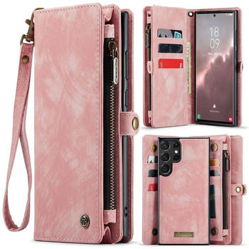 Wigento Für Samsung Galaxy S23 Ultra Multifunktion Teilbare Handy Tasche Geldbörse Hülle Etuis Pink