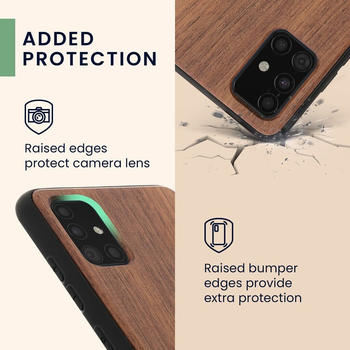 kwmobile Hülle kompatibel mit Samsung Galaxy A51 - Handyhülle Holz TPU Cover - Kompass Vintage Dunkelbraun