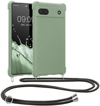 kwmobile Case kompatibel mit Google Pixel 6a - Hülle mit Kordel zum Umhängen - Silikon Handy Schutzhülle Graugrün