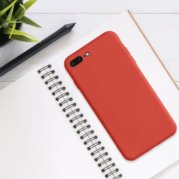kwmobile Slim Case kompatibel mit Apple iPhone 7 Plus / 8 Plus - Hülle Silikon Handy - gummiert - Handyhülle Mandarin Orange