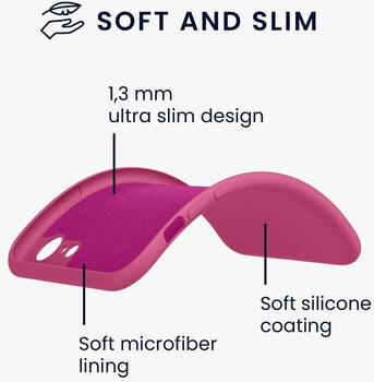 kwmobile Slim Case kompatibel mit Apple iPhone SE (2022) / SE (2020) / 8/7 - Hülle Silikon Handy - gummiert - Handyhülle Himbeer Pink