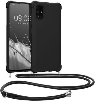 kwmobile Case kompatibel mit Samsung Galaxy A51 - Hülle mit Kordel zum Umhängen - Silikon Handy Schutzhülle Schwarz