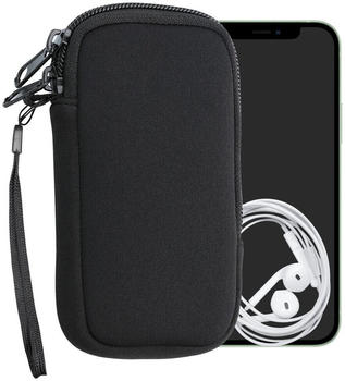 kwmobile Handytasche für Smartphones XS - 3,5/4" - Neopren Handy Hülle Schwarz - Handy Tasche 12,5 x 6,5 cm Innenmaße